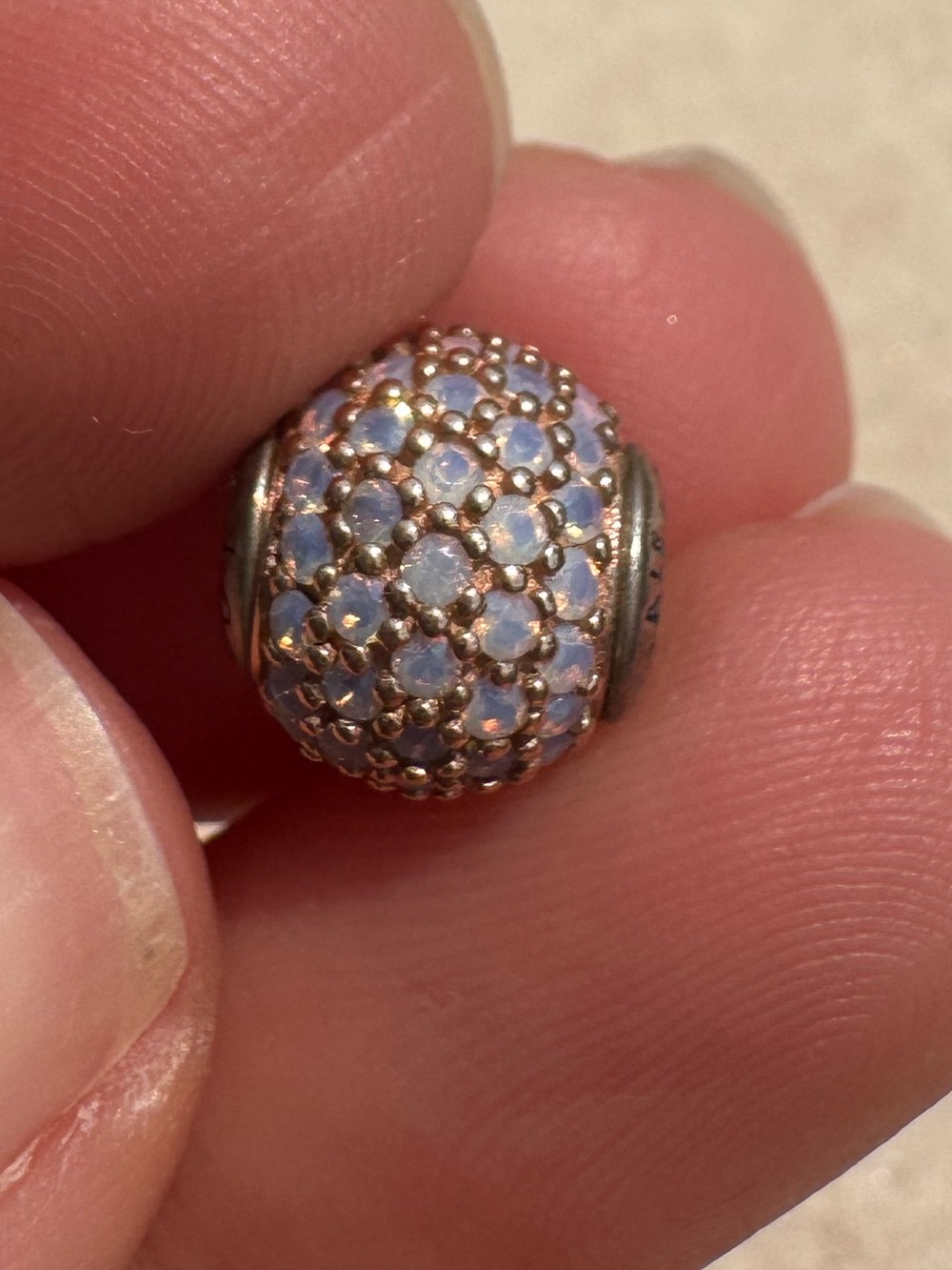 Pandora Silver Round Charm with White Crystals